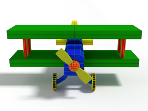 low poly cartoon biplane toy Modello 3D