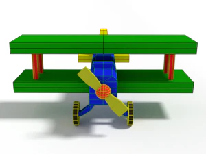 low poly cartoon biplane toy 3D Model