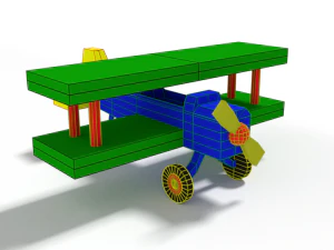 low poly cartoon biplane toy 3D Model