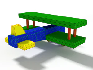 low poly cartoon biplane toy 3D Model