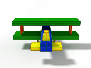 low poly cartoon biplane toy 3D Model