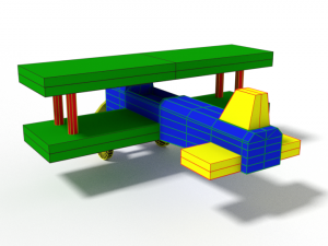 low poly cartoon biplane toy Modello 3D