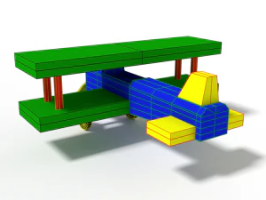 low poly cartoon biplane toy 3D Model