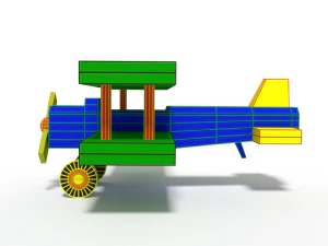 low poly cartoon biplane toy 3D Model