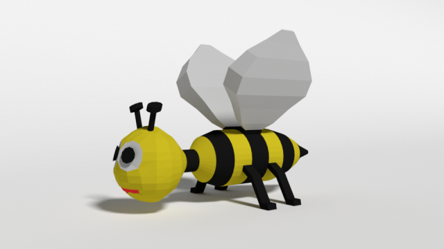 low poly cartoon bee toy 3D 모델 .c4d .max .obj .3ds .fbx .stl .blend 
