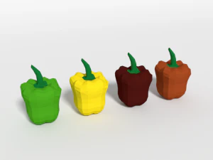 pimentas de desenhos animados de baixo poli Modelo 3D