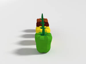 low poly cartoon peppers 3D Model