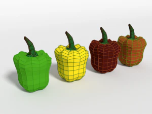low poly cartoon peppers 3D Model