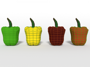 low poly cartoon peppers 3D Model