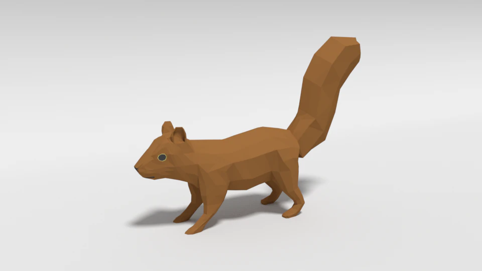 low poly cartoon squirrel 3D Model .c4d .max .obj .3ds .fbx .stl .blend 