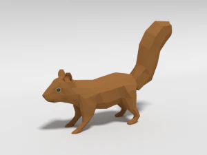 esquilo de desenho animado de baixo poli Modelo 3D