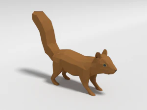 low poly cartoon squirrel 3D Model