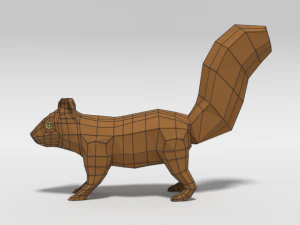 low poly cartoon squirrel 3D Model