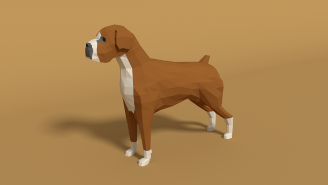 low poly cartoon boxer dog 3D 模型 .c4d .max .obj .3ds .fbx .stl .blend 