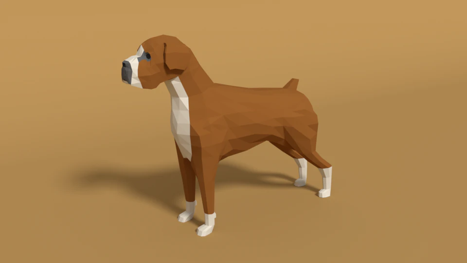 low poly cartoon boxer dog 3D Model .c4d .max .obj .3ds .fbx .stl .blend 