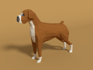 low poly cartoon boxer dog 3D Model