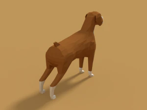 low poly cartoon boxer dog 3D Model