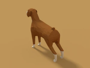 low poly cartoon boxer dog 3D Model