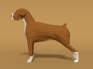 low poly cartoon boxer dog 3D Model