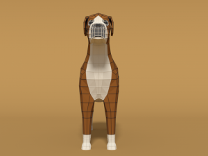 low poly cartoon boxer dog 3D 模型