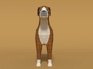 low poly cartoon boxer dog 3D Model