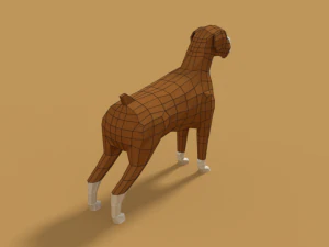 low poly cartoon boxer dog 3D Model