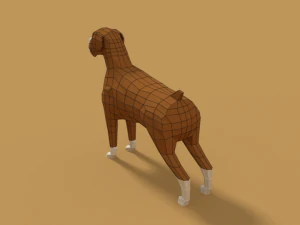 low poly cartoon boxer dog 3D Model