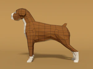 low poly cartoon boxer dog 3D Model