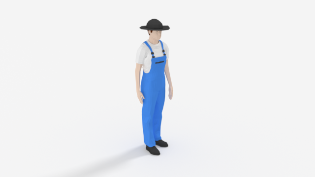 low poly farmer man 3D Model .c4d .max .obj .3ds .fbx .stl .blend 