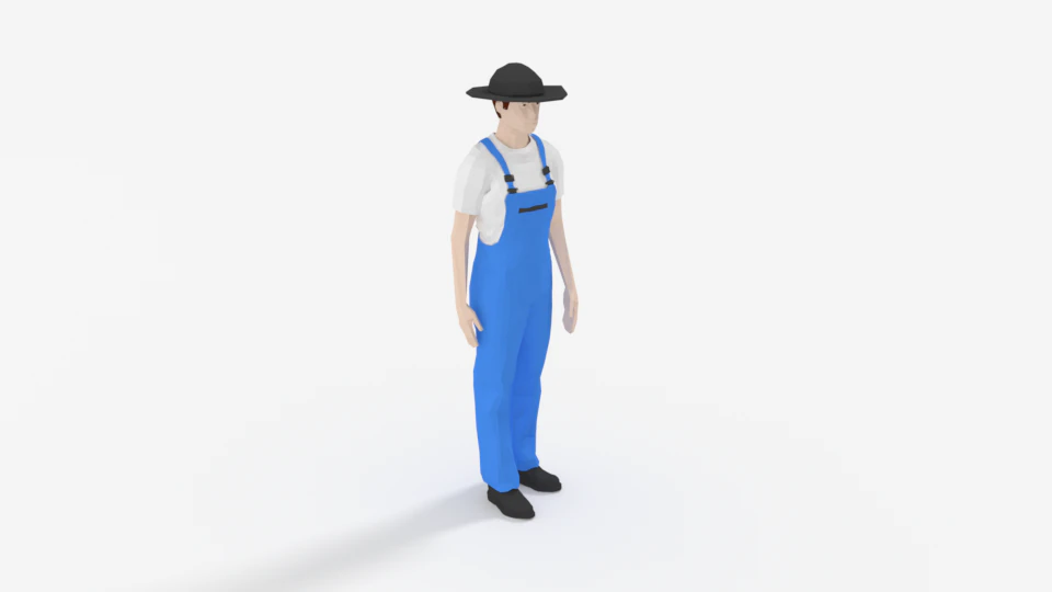 low poly farmer man 3D Model .c4d .max .obj .3ds .fbx .stl .blend 