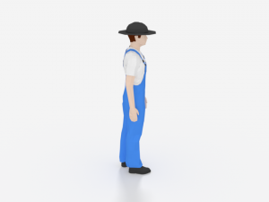 low poly farmer man 3D Model