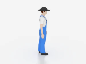 low poly farmer man 3D Model