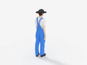 low poly farmer man 3D Model