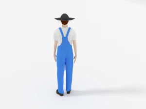 low poly farmer man 3D Model