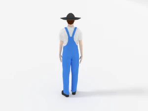 low poly farmer man 3D Model