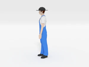 low poly farmer man 3D Model