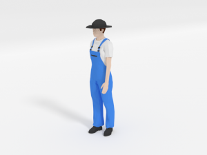 low poly farmer man 3D Model