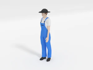 low poly farmer man 3D Model