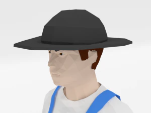 low poly farmer man 3D Model