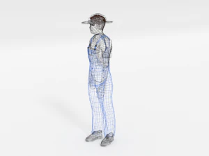 low poly farmer man 3D Model