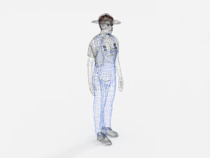 low poly farmer man 3D Model