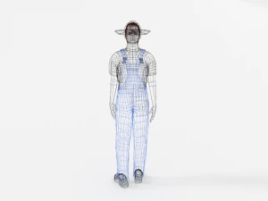 low poly farmer man 3D Model