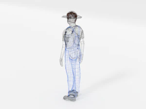 low poly farmer man 3D Model