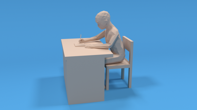 low poly kid sitting and writing 3D-Modell .c4d .max .obj .3ds .fbx .stl .blend 