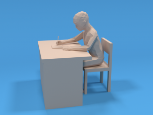 3d characters writing