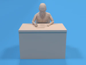 low poly kid sitting and writing 3D Model