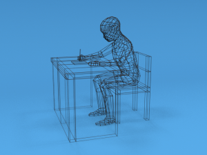 low poly kid sitting and writing 3D-Modell