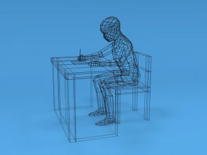 low poly kid sitting and writing 3D Model