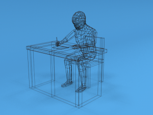 low poly kid sitting and writing 3D-Modell