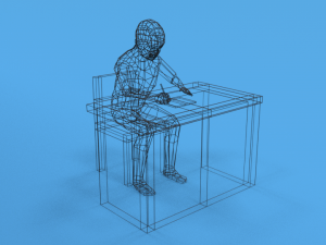 low poly kid sitting and writing 3D-Modell
